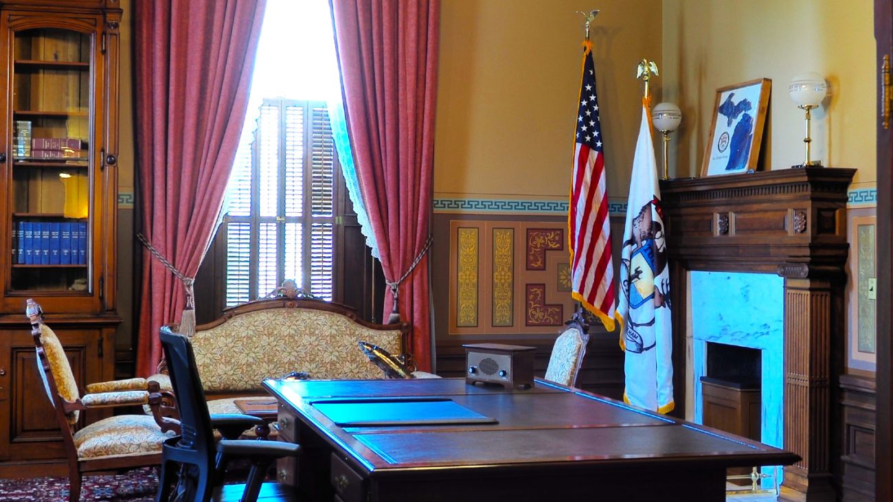 The governor's ceremonial office in the Michigan Capitol in Lansing.