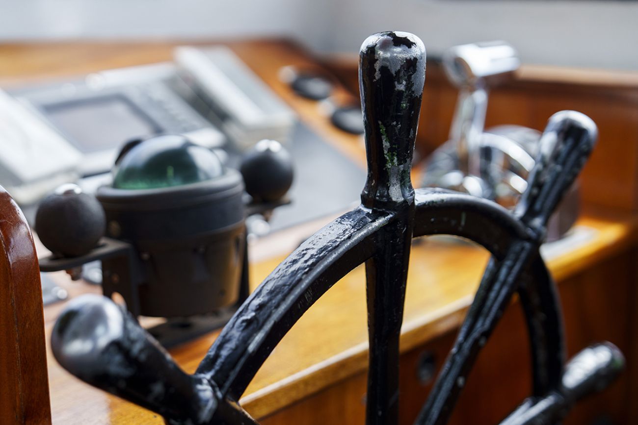 A black steering wheel.