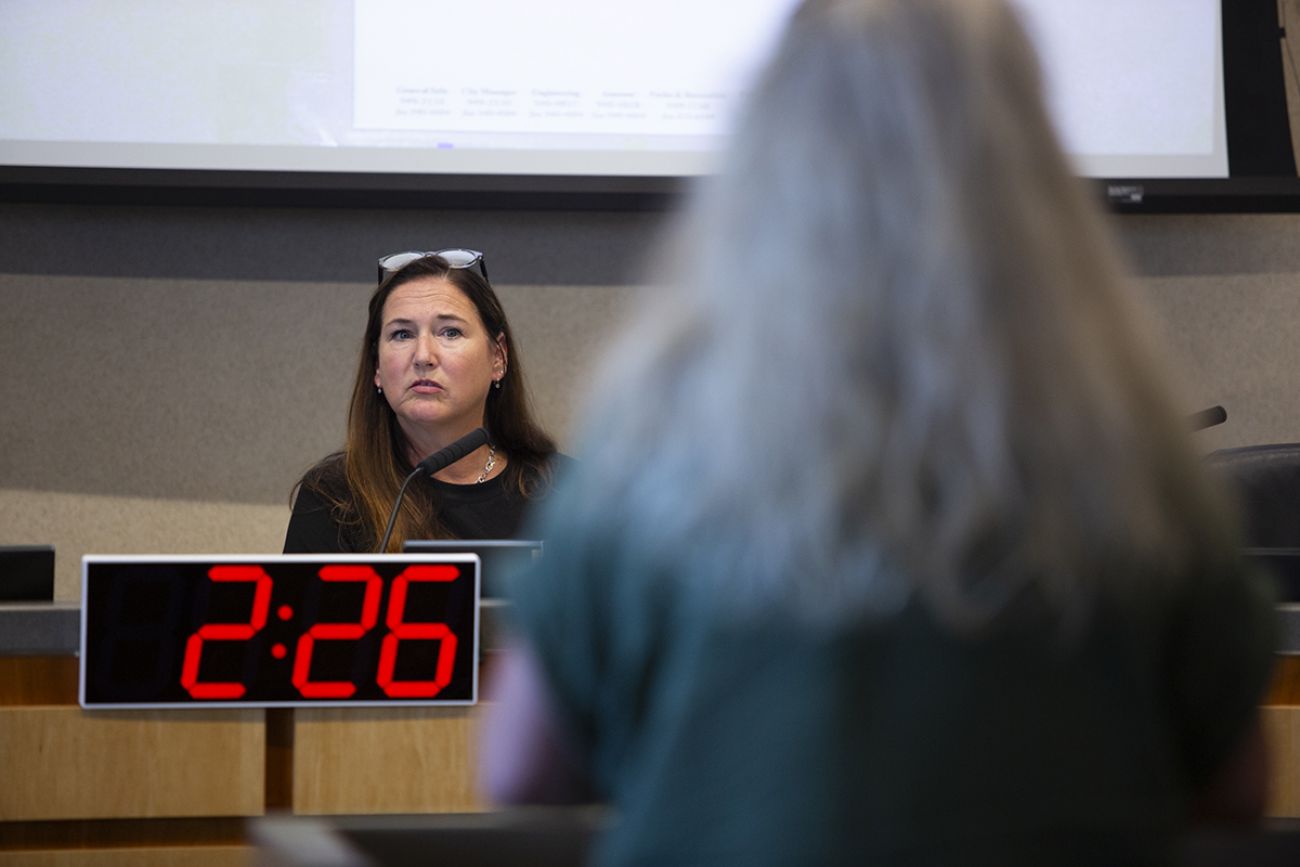 East Grand Rapids Mayor Katie Favale at a meeting.