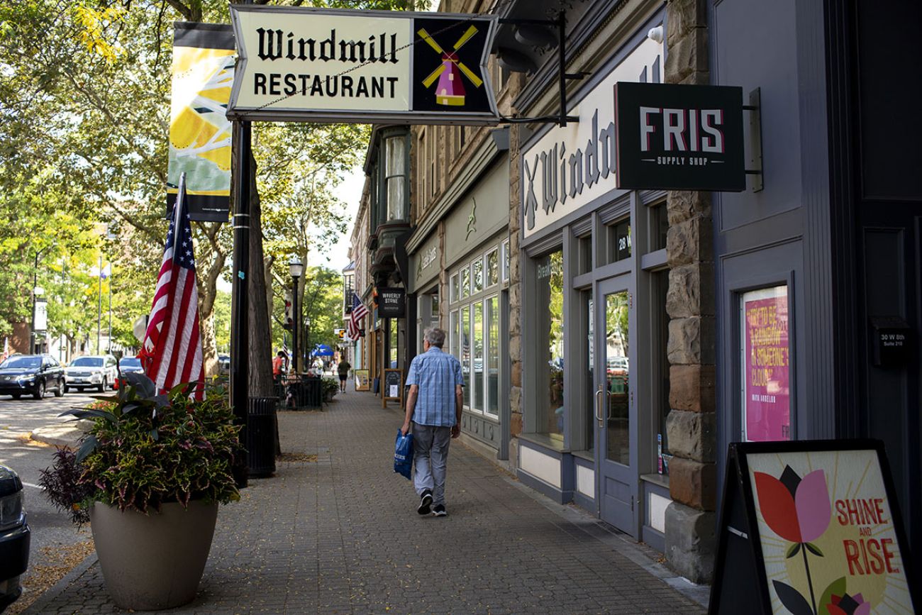 A street in downtown Holland, Michigan.