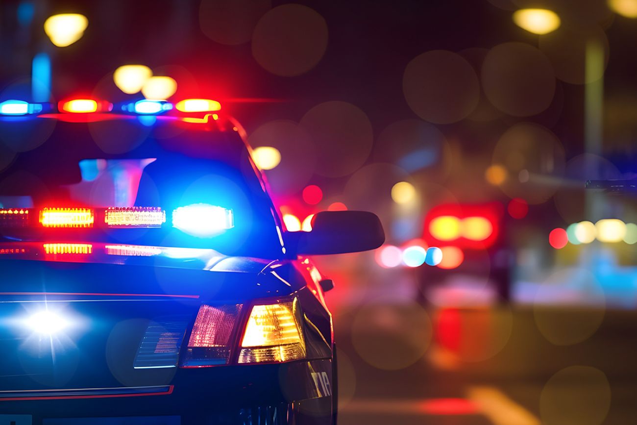 Police cars at night. 