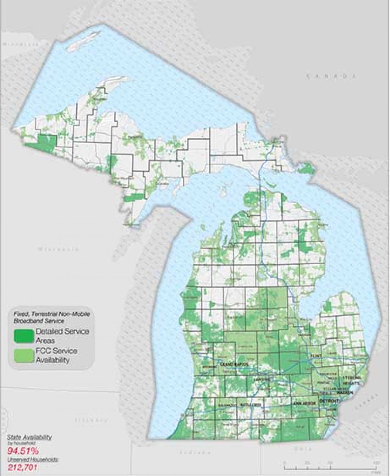 Fixed and non-mobile broadband service in Michigan