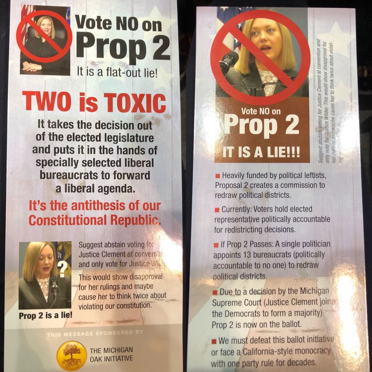 A flyer opposing the Voters Not Politicians initiative