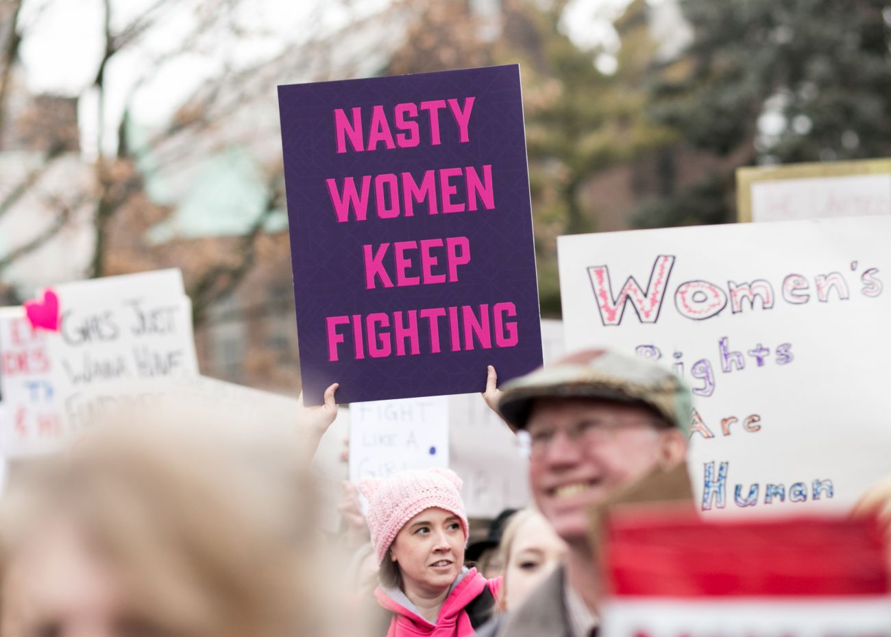 Lisa King at the Women's March in Lansing