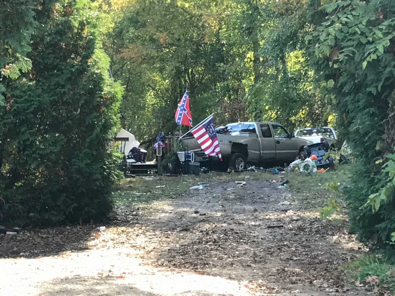 trucks with flags