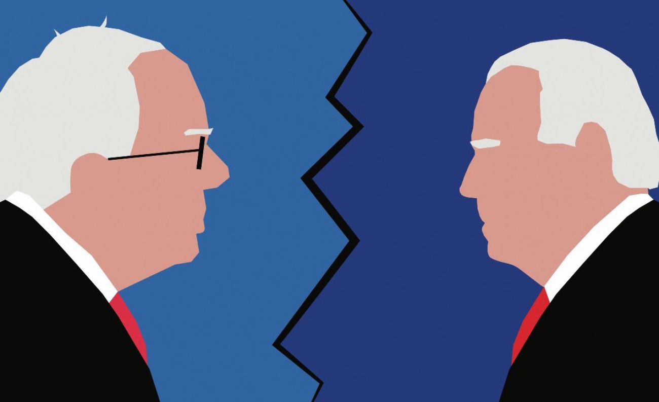 Illustration of Bernie Sanders and Joe Biden