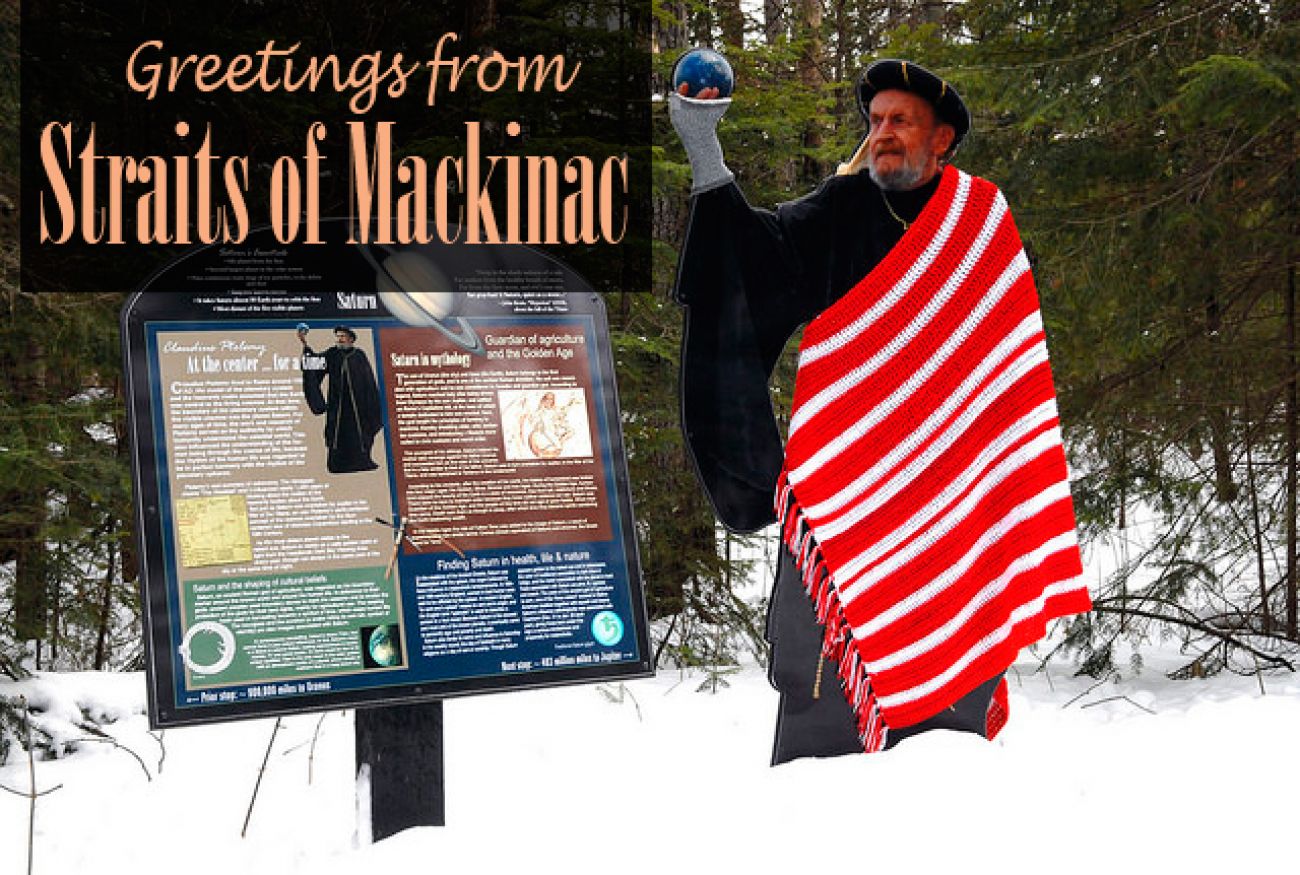 Greetings From Straits of Mackinac postcard