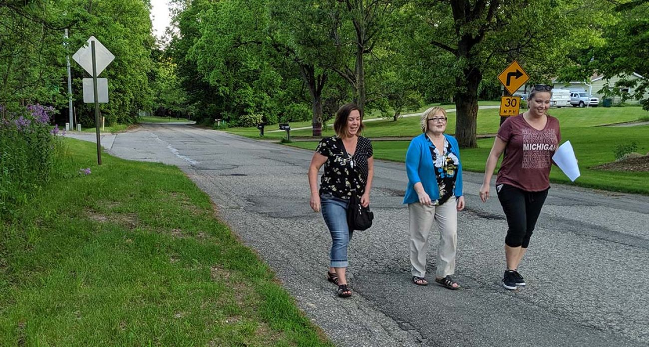 people walking outside