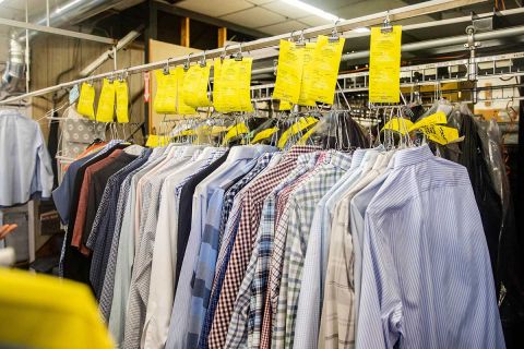 Men’s shirts once again are starting to fill the racks of Afendoulis Cleaners & Tuxedos in Grand Rapids.