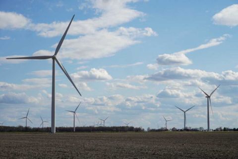 onshore Tuscola Bay Wind I farm in Fairgrove, Michigan, near Lake Huron.