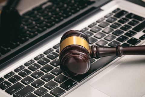 gavel and laptop
