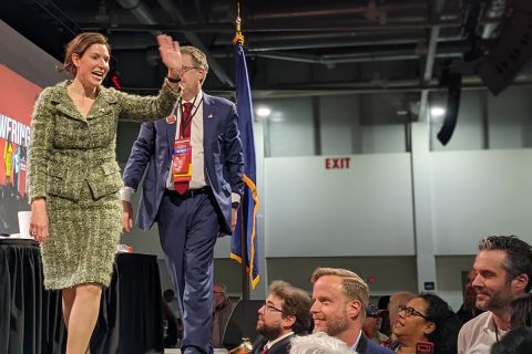 Lena Epstein waves on stage