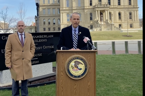 U.S. Attorney for the Western District Mark Totten at a press conference