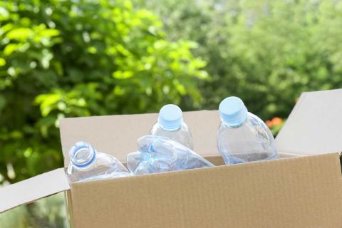 water bottles in a cardboard box