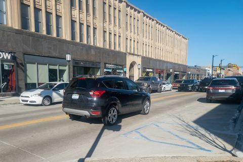 cars on a road in Birmingham, Michigan