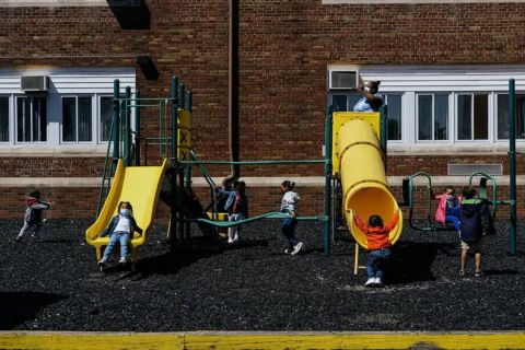 kids playing in a playground