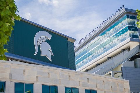 Michigan State University Spartans logo at NCAA football stadium