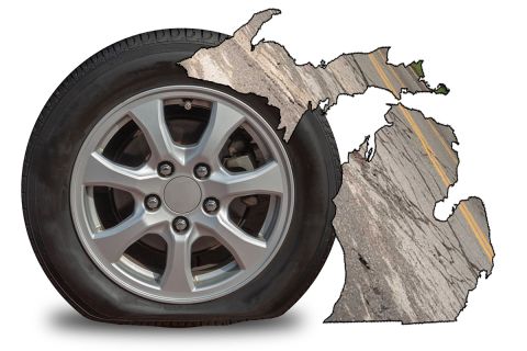 tire next to the state of michigan. 