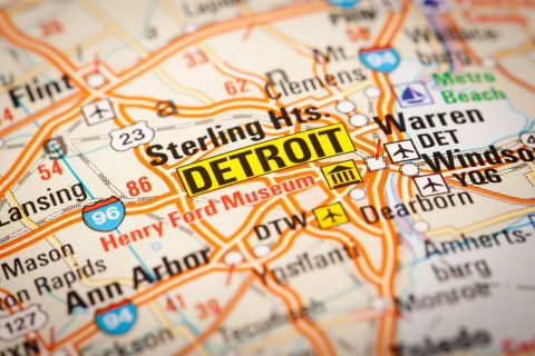 Detroit City on a Road Map