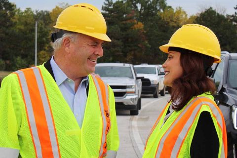 U.S. Rep. Dan Kildee talking to Michigan Gov. Gretchen Whitmer