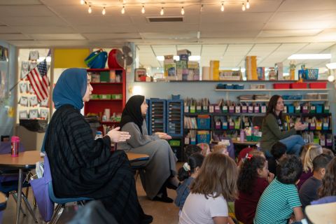 Student teaches a classroom