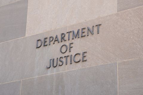  Sign at the United States Department of Justice in Washington, DC