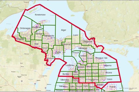 Michigan's sprawling 1st Congressional District map
