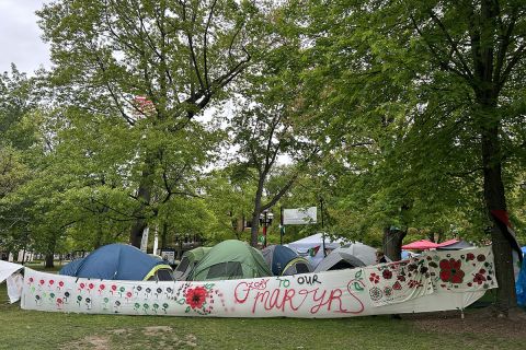 a bunch of tents on the University of Michigan’s Diag