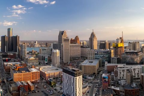 aerial view of Detroit 