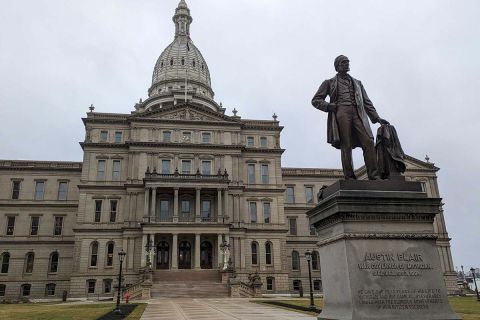 outside of the Michigan capitol buidling