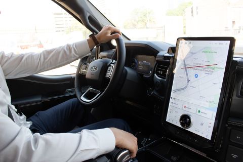 A man inside an EV. 
