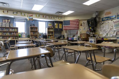 An empty classroom. 