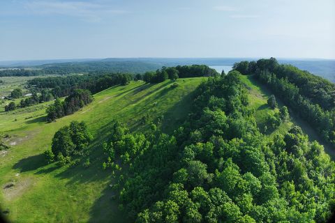 An aerial view of Sugar Loaf lands.