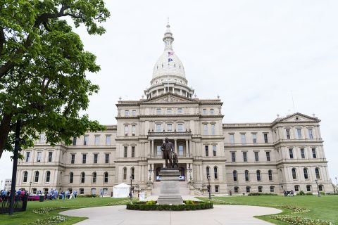 Outside view of the Michigan State Capitol in Lansing, Mich.