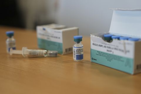 Vaccines on a table. 