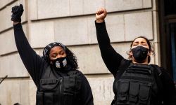 A small group of members of Justice for Black Lives Grand Rapids gathered in the city on Tuesday for a peaceful rally in response to the verdict of former Minneapolis police officer Derek Chauvin