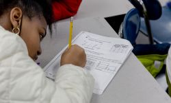 girl doing schoolwork