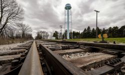 Akron with water tower in background