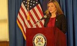  Jocelyn Benson at press conference