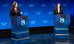 Tudor Dixon and Gretchen Whitmer at first debate