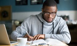 college student on the computer