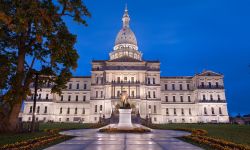 Michigan State Capitol during the evening