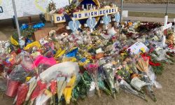 flowers surrounded by the Oxford High School sign