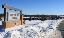 dexter high school on a snowy day