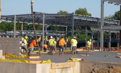 Team of Concrete Workers executing concrete pour