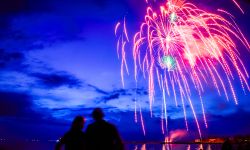 fireworks over lake michigan