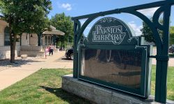 Patmos Library sign