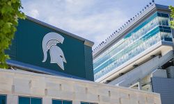 Michigan State University Spartans logo at NCAA football stadium