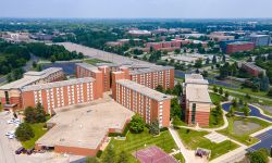 aerial view of Central Michigan University campus