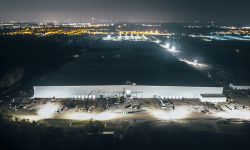 aerial of Utium Plant at night